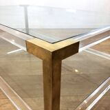 Vintage coffee table in plexiglass and gilded metal, 1970