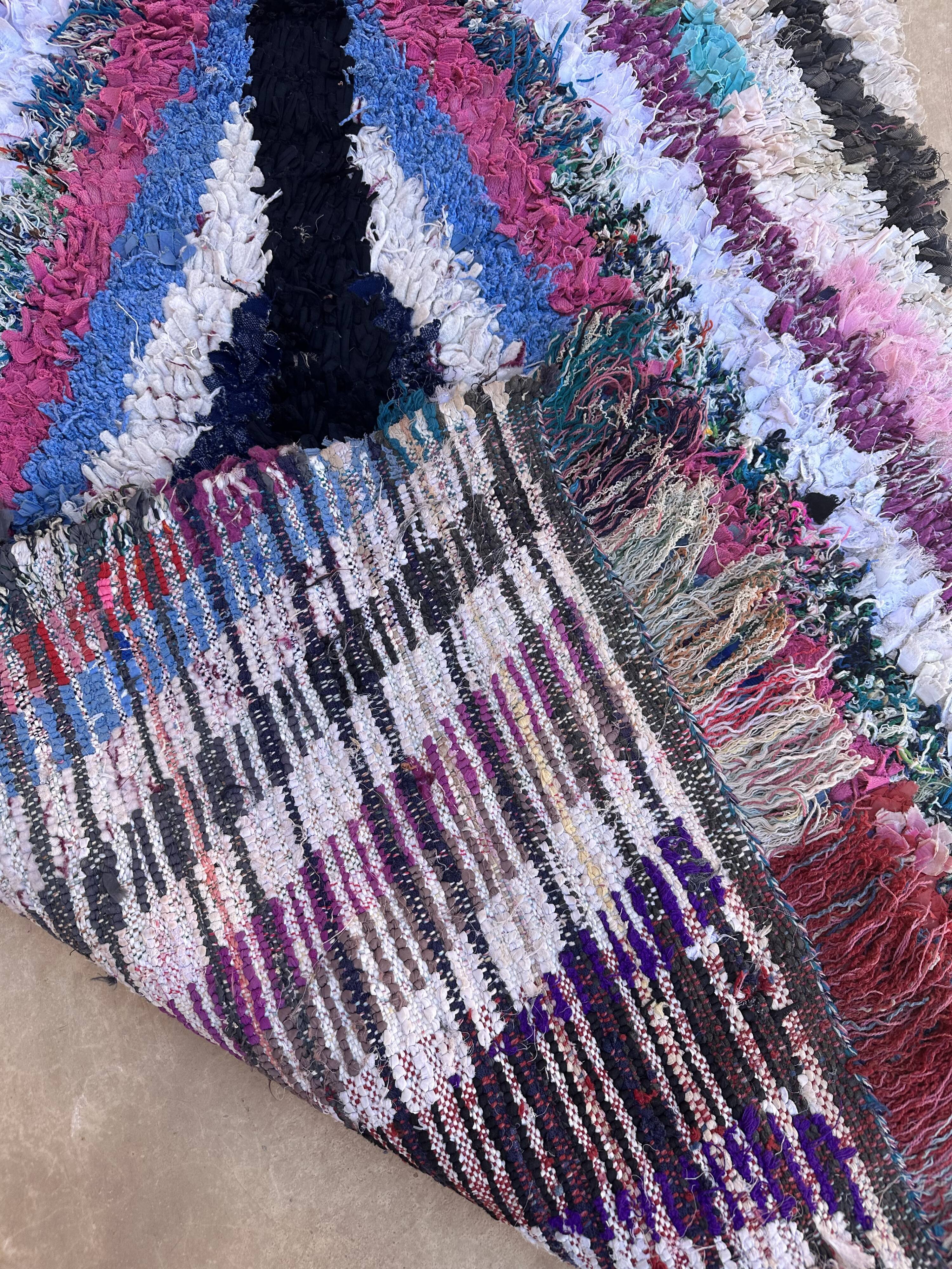 Moroccan carpet boucherouite colored - 94 x 202 cm