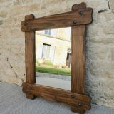 Rustic neo-rustic mirror, handcrafted, solid wood, 54 by 64 cm