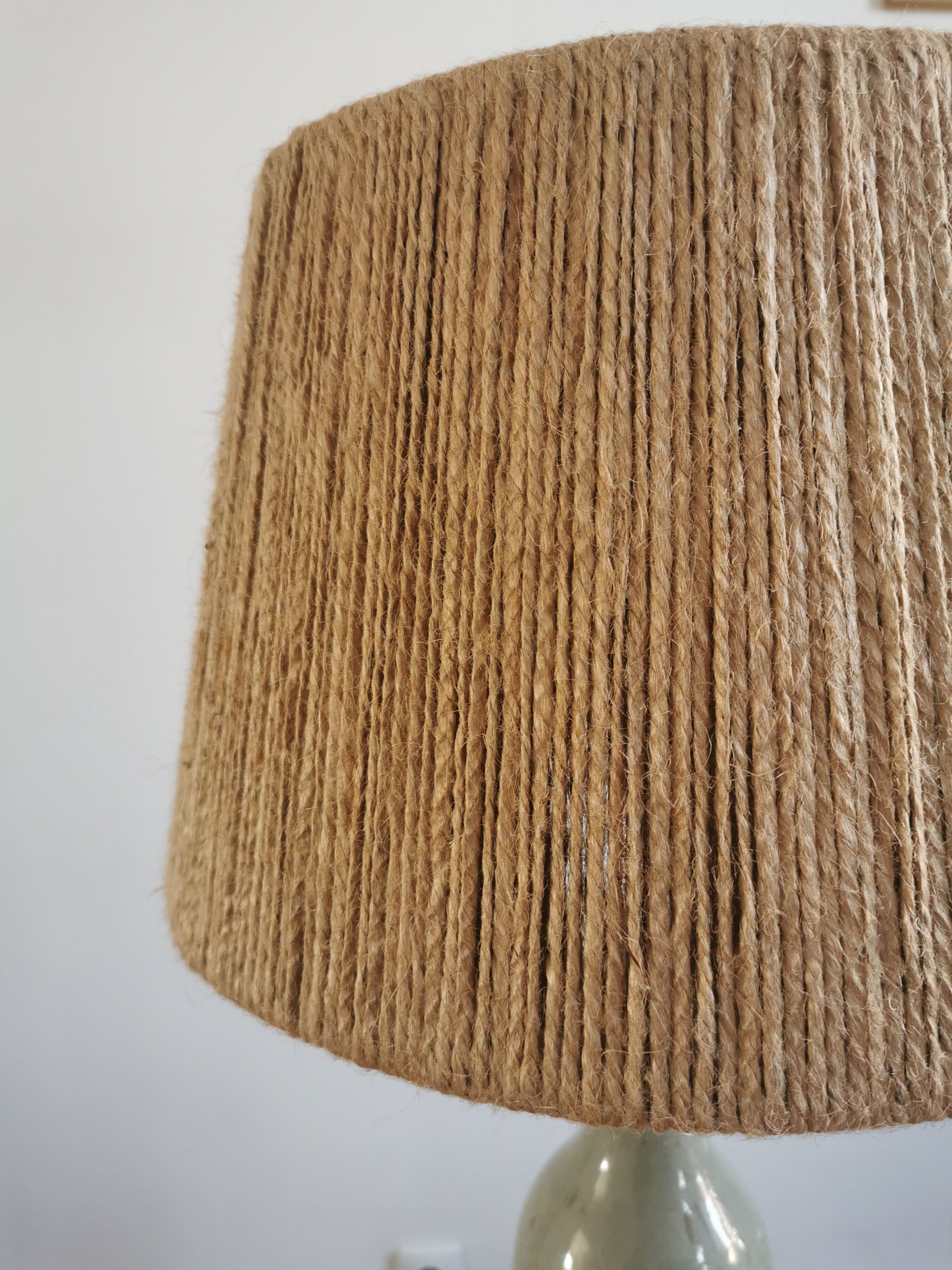 Vintage stoneware and rope lamp