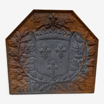 Plaque de cheminée en fonte fonderie d'art Stern jamais posée fleur de lys