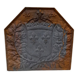 Plaque de cheminée en fonte fonderie d'art Stern jamais posée fleur de lys