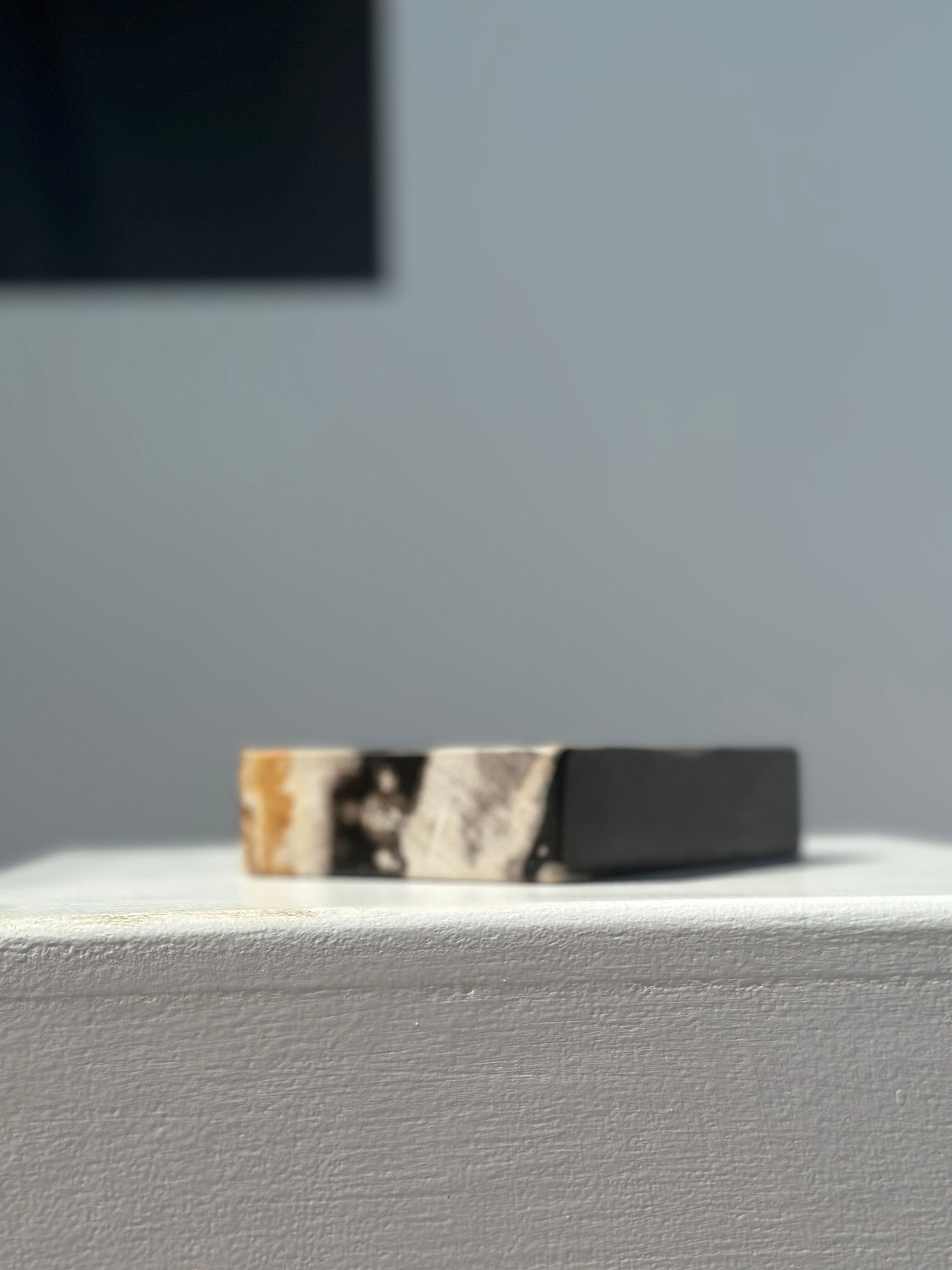 Symmetrical multicolored petrified wood soap dish