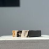 Symmetrical multicolored petrified wood soap dish