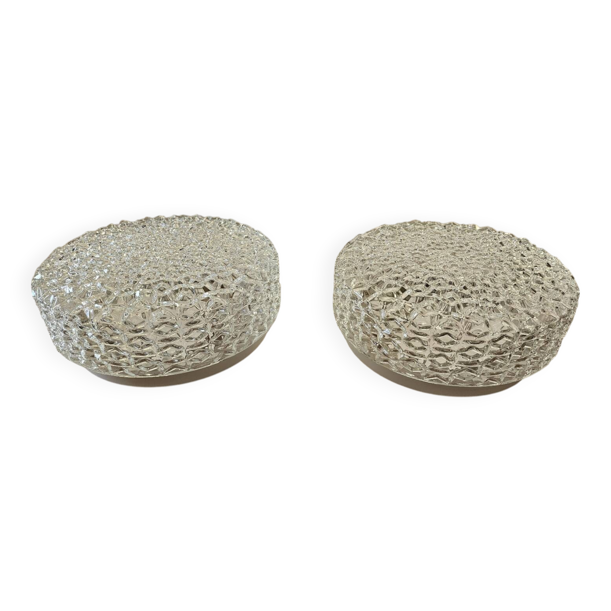 Set of 2 hammered glass ceiling lights