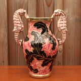 Pink ceramic vase Monaco with leaf decoration