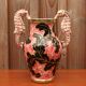 Vase rose en céramique Monaco à décor de feuille