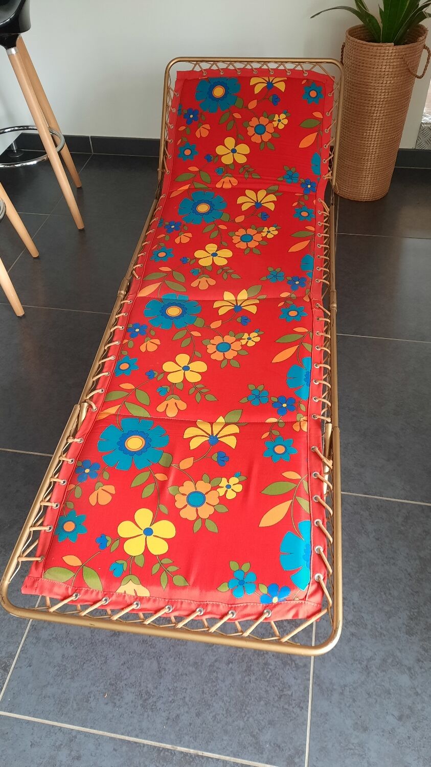 Vintage foldable camping camp bed