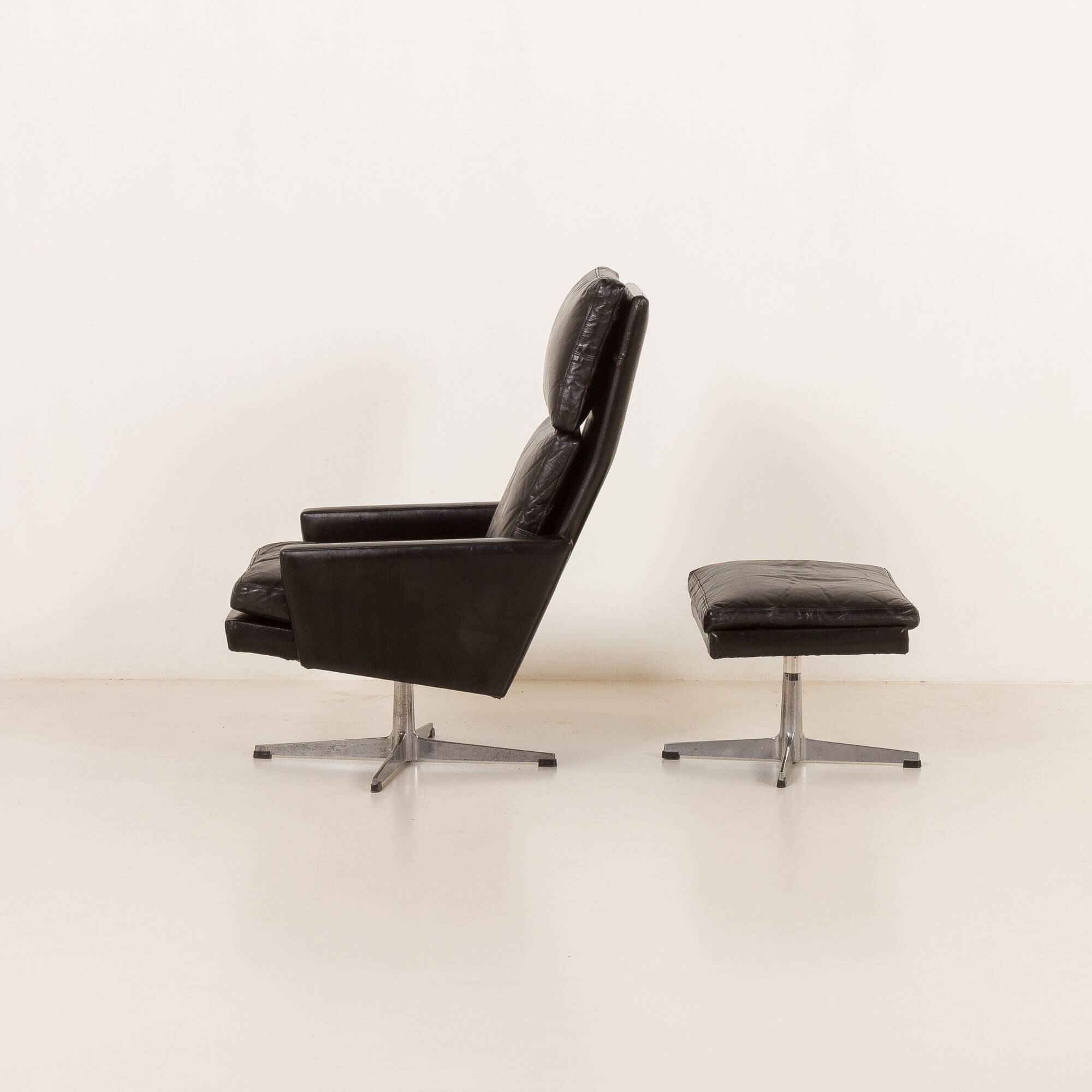 Danish vintage lounge chair with footstool, 1970s