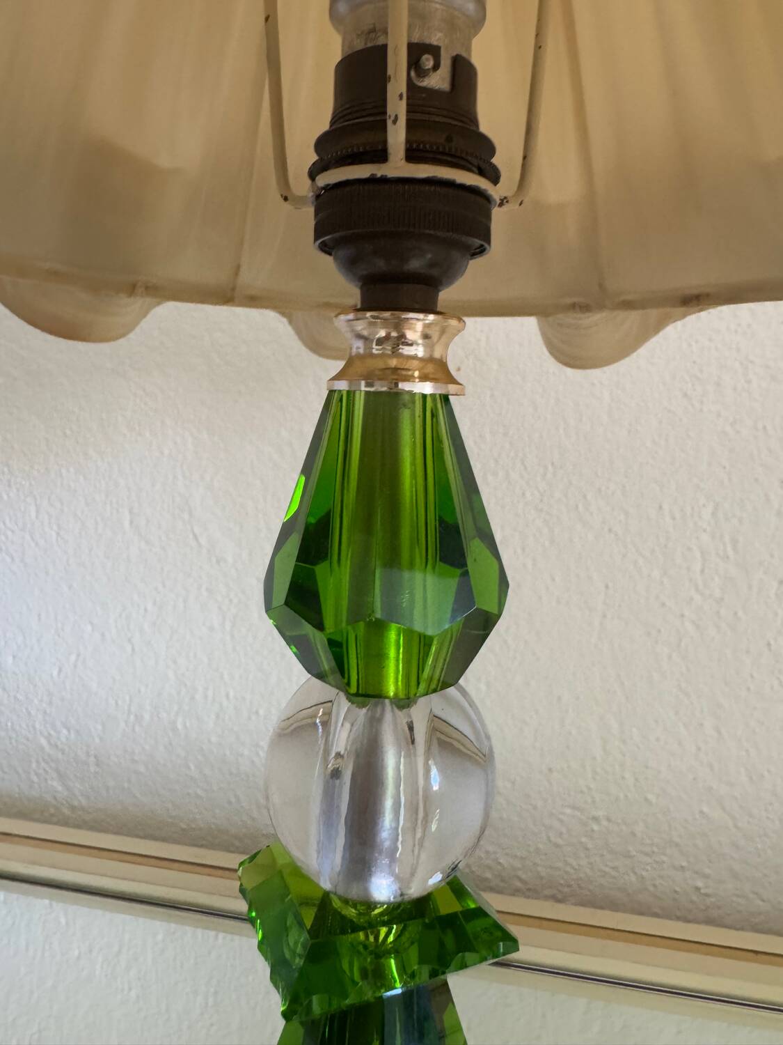 Lampe cristal émeraude Art Déco