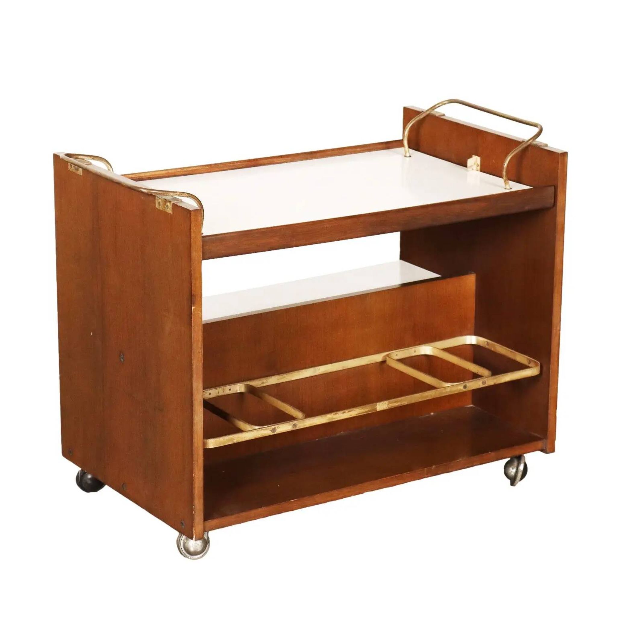 Vintage kitchen sideboard in laminate and walnut veneer, 1970s design.