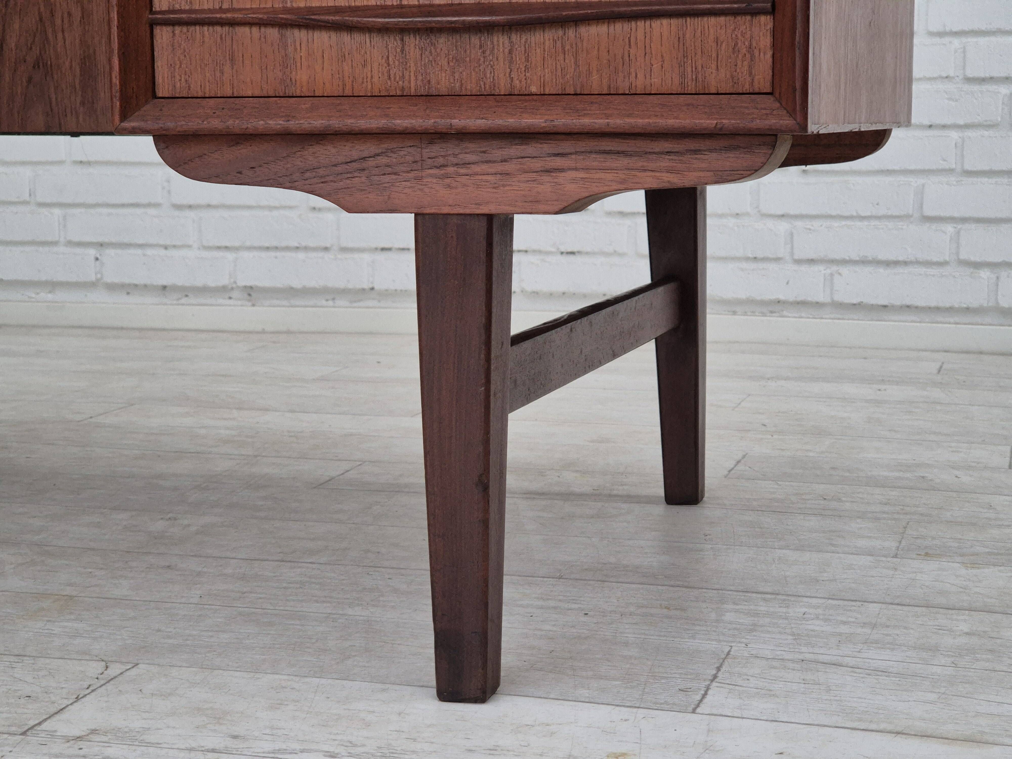 1960s, Danish double-sided, free standing desk, original condition, teak wood, drawers, sliding door