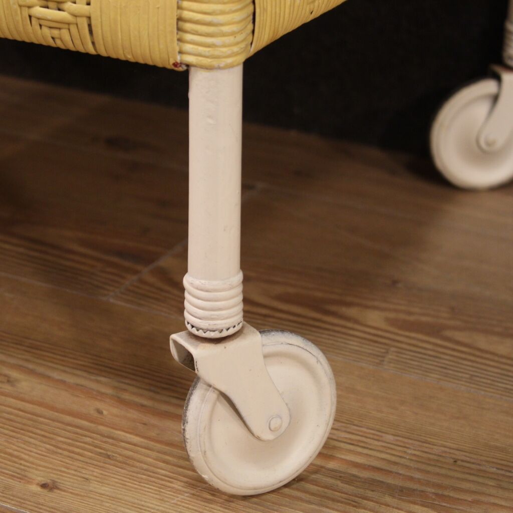 Italian service cart in wood and wicker