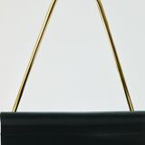 Carl Auböck II Midcentury magazine rack, brass and black leather, vintage, Austria