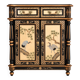 Cabinet chinoiserie de grues en laque noire et dorée, peint à la main