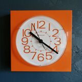 Vintage clock square silent wall clock "Bauknecht orange white"