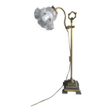 Art Deco bronze and frosted glass tulip lamp