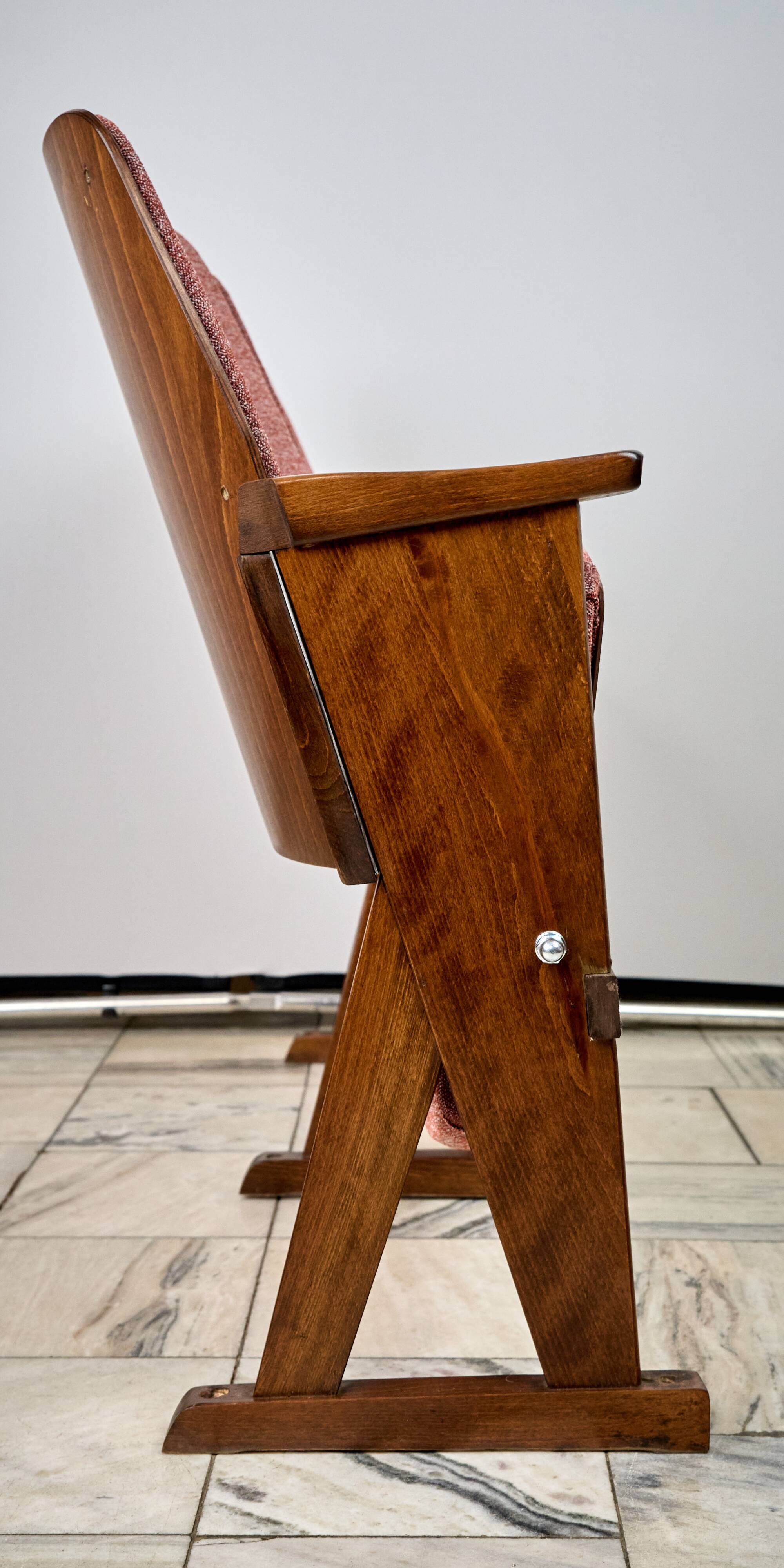 Vintage Red Folding Cinema Chairs, 1970s Czechoslovakia