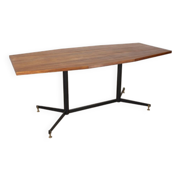 Table vintage années 60 en métal et bois design italien