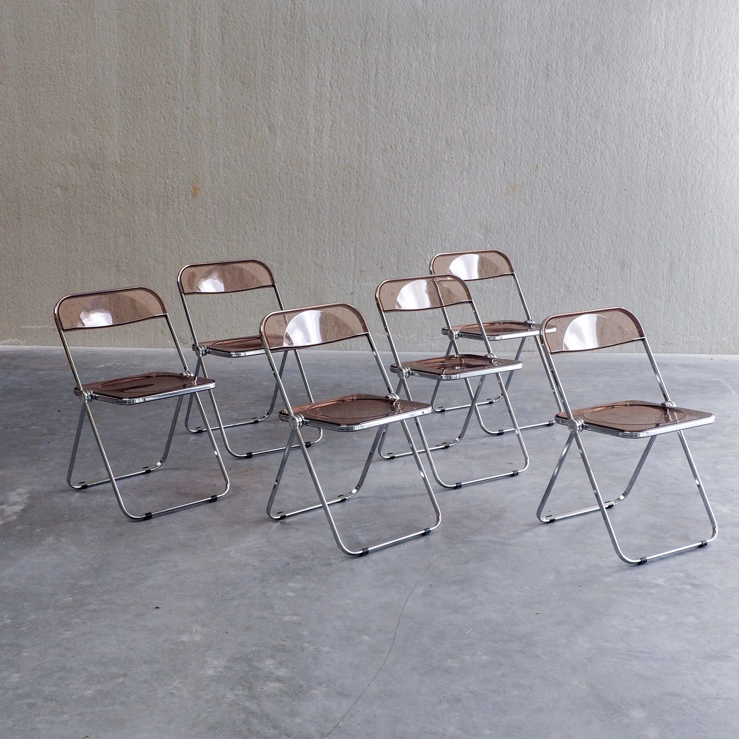 6 Plia folding chairs by Giancarlo Piretti for Anonima Castelli