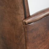 Set of 4 nicely finished dining chairs/side chairs with armrests made of cowhide leather
