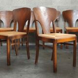 Suite of 6 Art Deco solid oak chairs