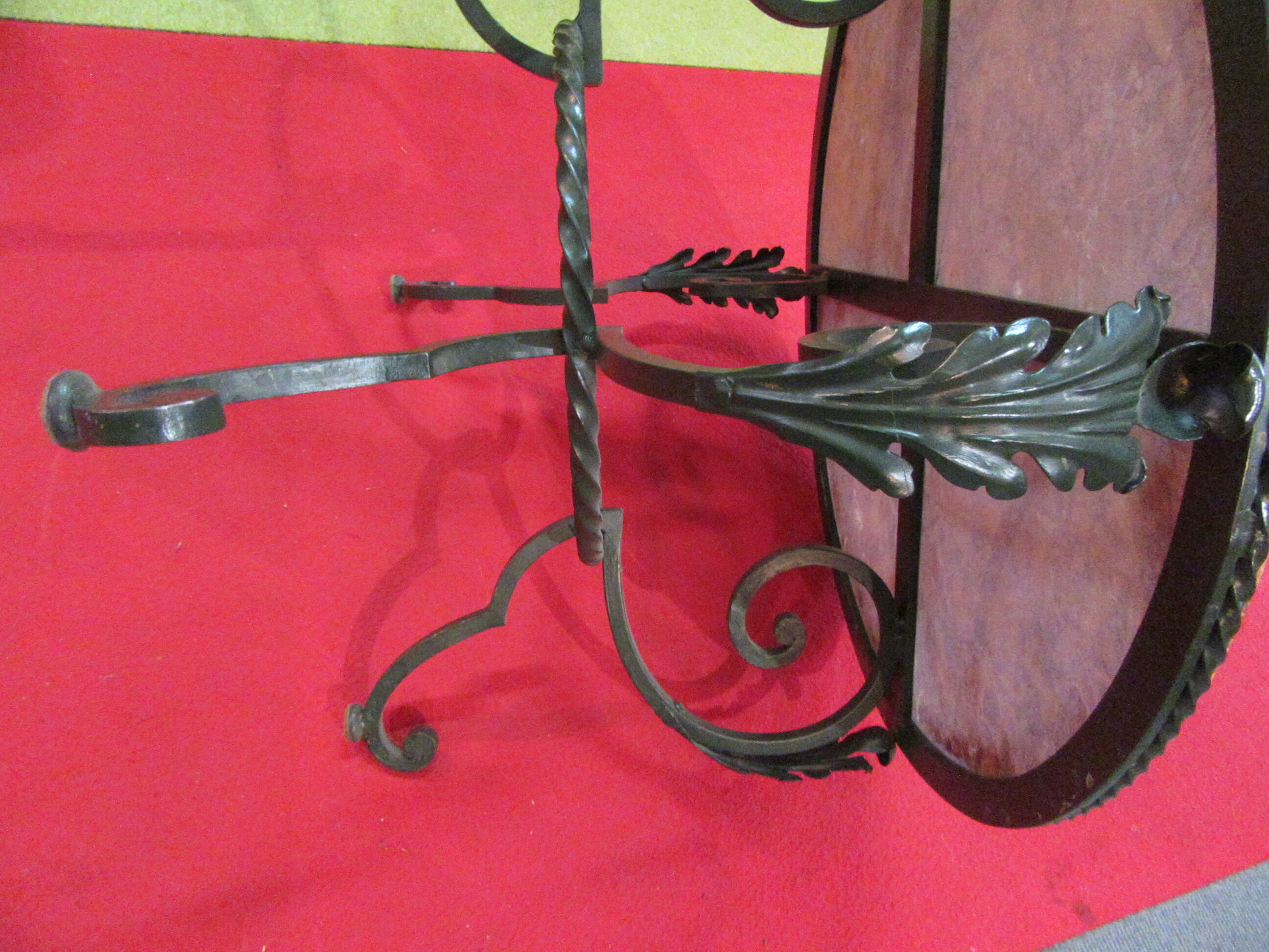 Low wrought iron 1950 marble top side table