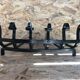 Old door logs grid fireplace fireplace wrought iron black large vintage model