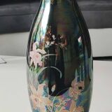 Iridescent japanese vase with floral patterns. stamped japan. high 27.5 cm