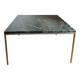Vintage coffee table in green marble and brass, 1960s-70s.