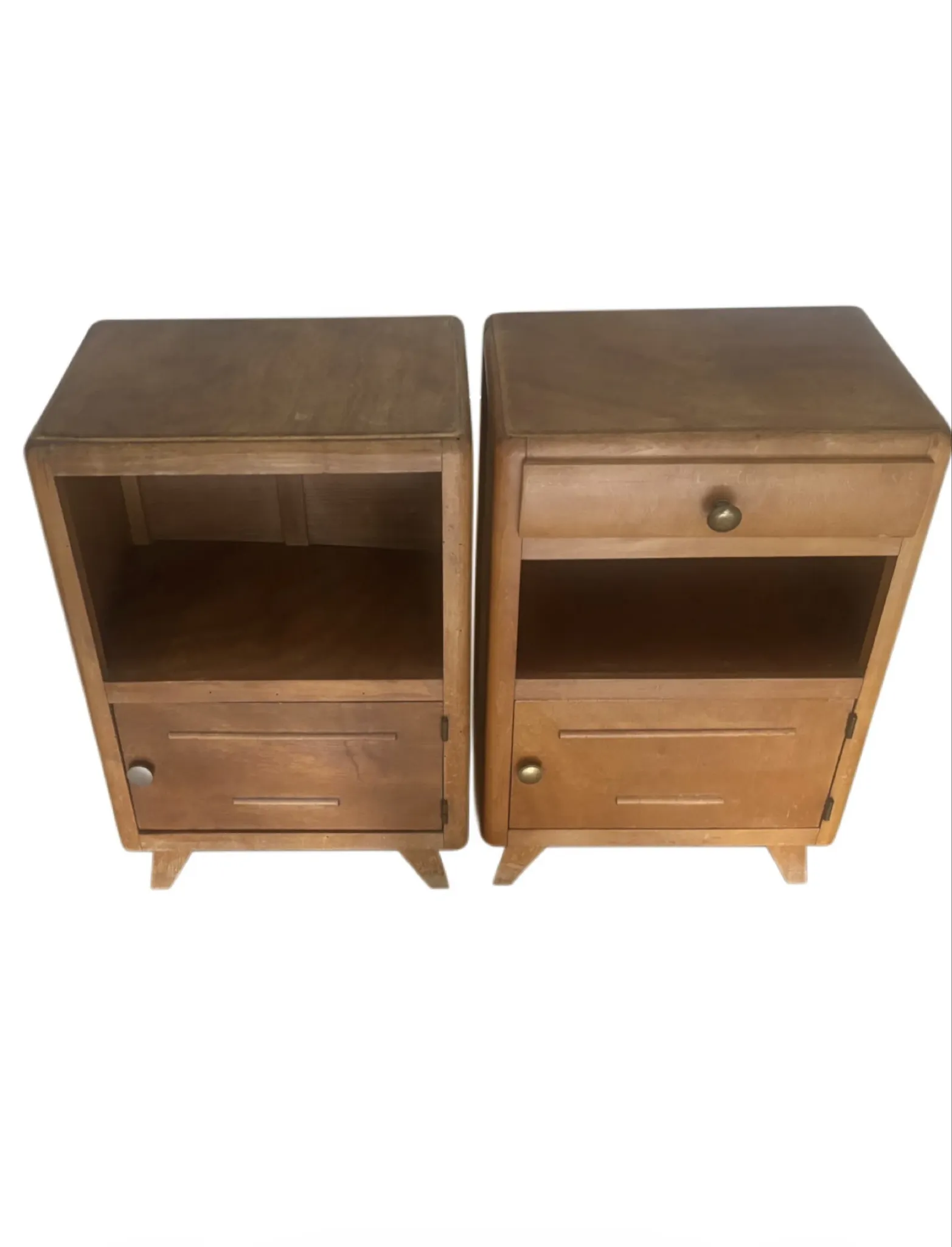 Pair of vintage 1950s oak bedside tables