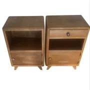 Pair of vintage 1950s oak bedside tables
