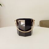 Art Deco ice bucket in black opaline and gilded brass