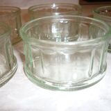 9 ramekins in vintage pressed and molded glass