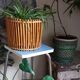 Pot cover basket Art-popular bamboo and scoubidou 50s
