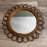 Antique rattan mirror