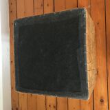 Vintage patchwork leather storage pouf circa 1960
