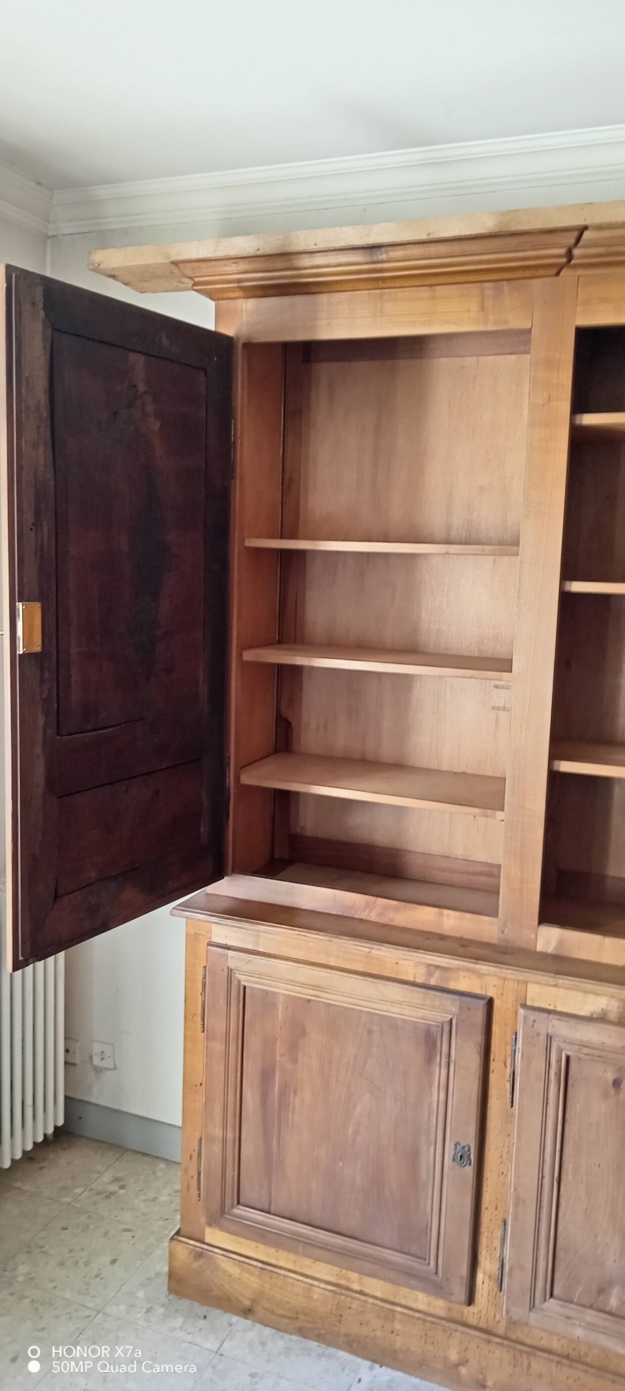 Library in solid cherry wood, Louis Philippe style.