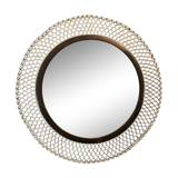 20th round mirror in white perforated metal 29x29cm