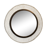 20th round mirror in white perforated metal 29x29cm