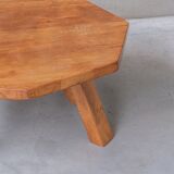 Table basse en chêne brutaliste octangonal hollandais du milieu du siècle