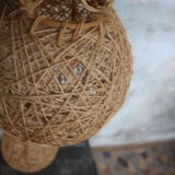 Set of 2 rattan and rope suspensions