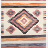 10X13 Soft Colors Rare Large Area Vintage Wool Kilim Rug, 300x389 Cm