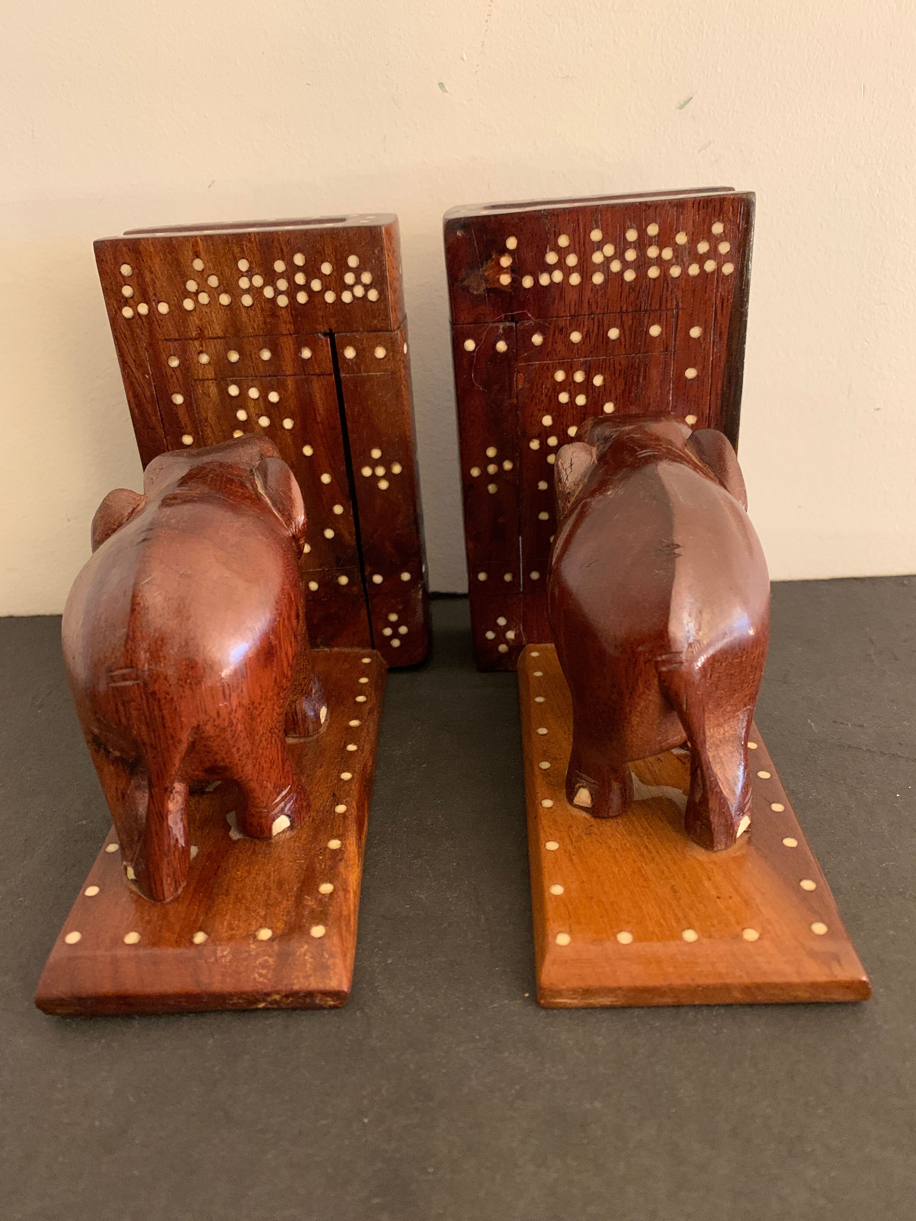 Pair of greenhouses books elephants in teak, 1970