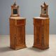 Antique walnut bedside tables with grey marble, Italy, 19th century.