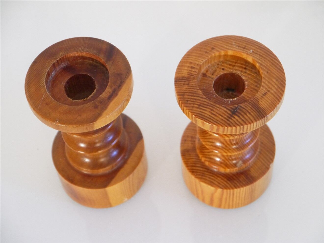 Pair of Scandinavian wooden candle holders 1970