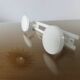 Wall coat rack in white lacquered metal with 2 hooks, 1970.