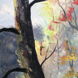 Oil on canvas autumn landscape