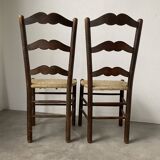 Pair of rustic oak straw chairs