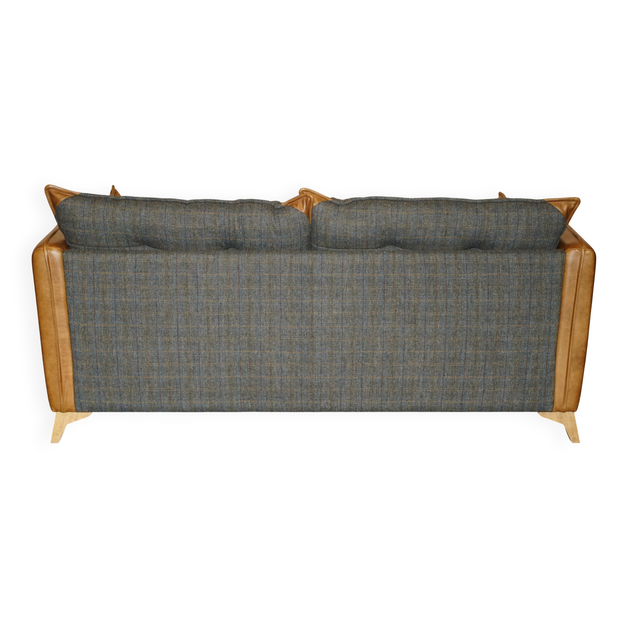 Leather Harris Tweed sofa made in England.